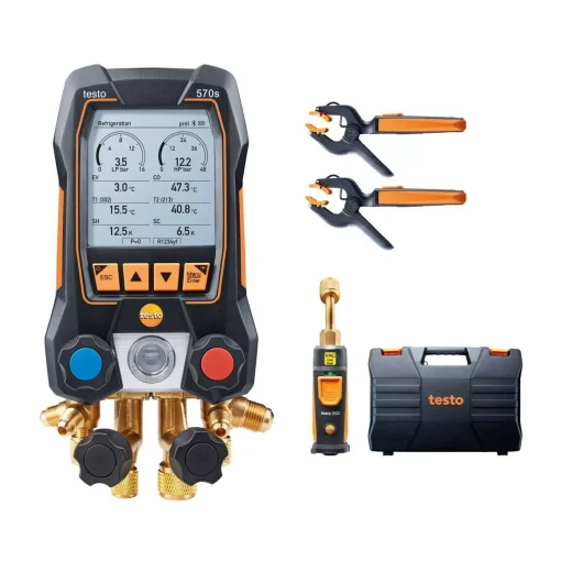 testo 570s Akıllı Vakum Seti - Kablosuz Vakum Ve Kıskaçlı Sıcaklık Problarına Sahip Akıllı Dijital Manifold